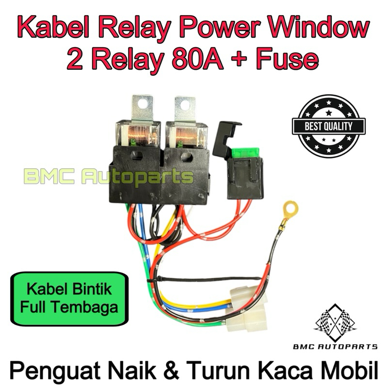 Kabel Relay Power Window (2 Relay) Untuk Mobil Universal - Relay Set Penguat Motor Power Window Deng