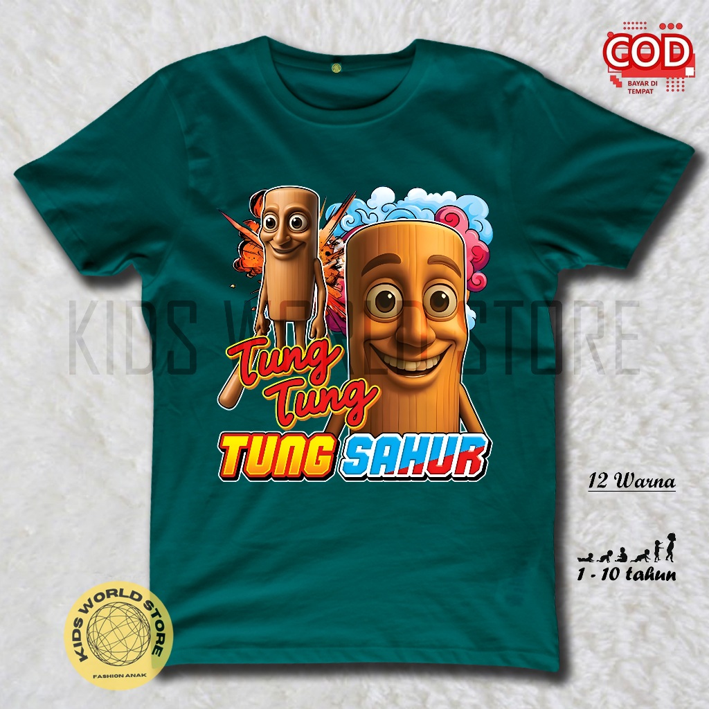 KIDS WORLD STORE Kaos Anak Umur 1-10th Gambar TUNG TUNG TUNG SAHUR SENYUM/ baju anak anomali tervira