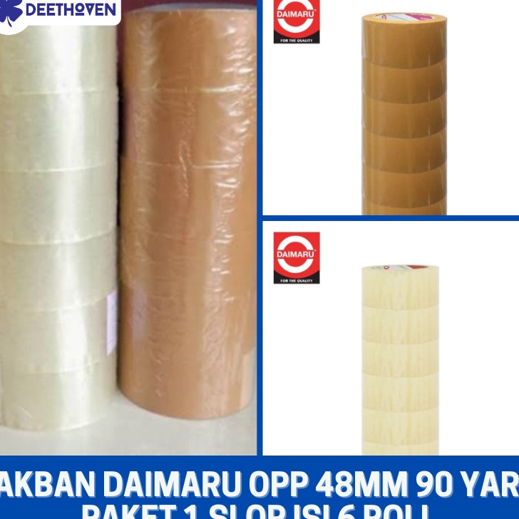 

Paket 1 Slop Isi 6pcs Daimaru OPP Lakban 48 mm x 9 Yard