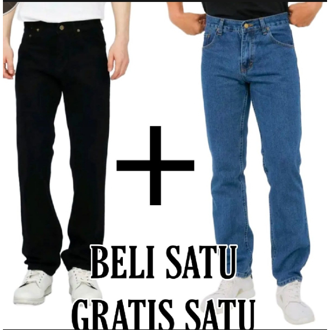 HEMAT PAKET ISI DUA Celana Standar Reguler Jeans Pria Dewasa / Celana Jeans Denim Pria Standar Regul