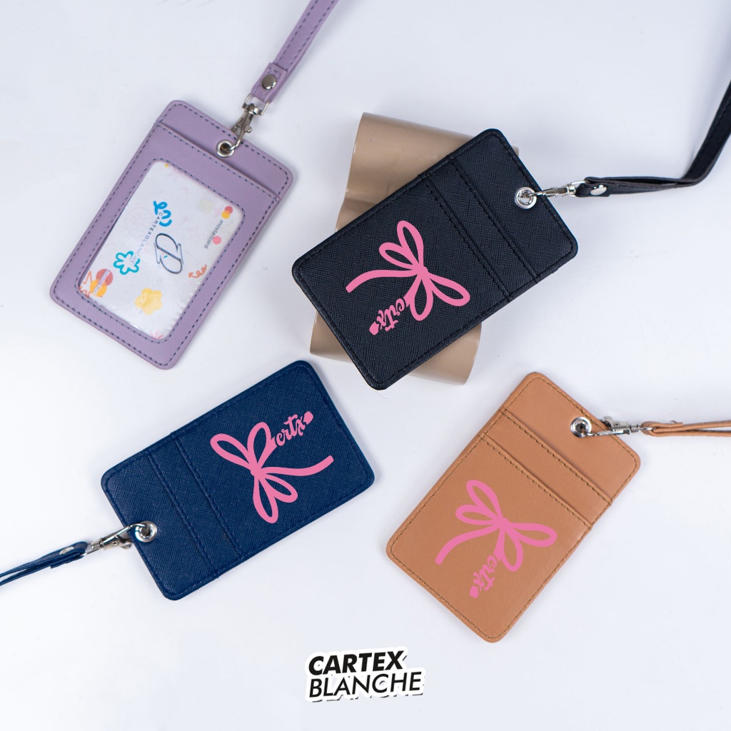 

CARTEXBLANCHE BIG BOWIE RIBBON LANYARD CARD HOLDER UNISEX NAME TAG PREMIUM PRIA & WANITA