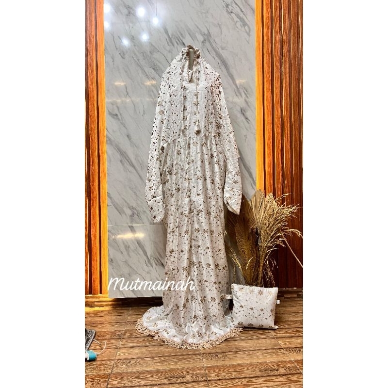 Mutmainah Mukena Terusan Dewasa Sutra Paris Prada Catalina