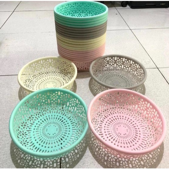 KERANJANG BULAT BESAR LILY PLASTIK / KERANJANG BUAH / SERBAGUNA BULAT 25 CM