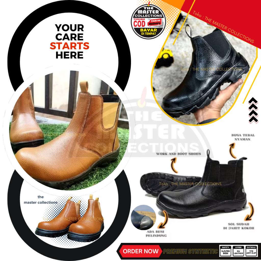 Sepatu Caterpillar pria Sepatu Safety Boots Ujung Besi Fashion Pria Bikers Turing Sepatu Safety Boot