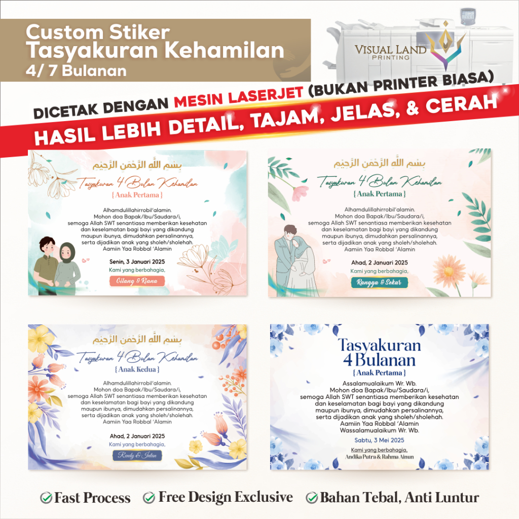 Cetak Stiker Kartu Ucapan Tasyakuran 4 Bulanan Kehamilan, Tasyakuran 7 Bulanan Kehamilan Sticker