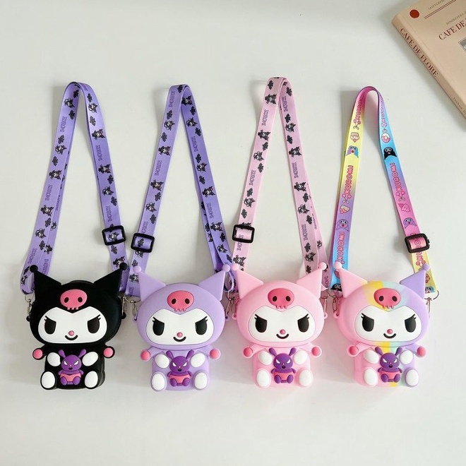 Subsidi Tas Selempang Resleting Silicone 3D Anak Anak Lucu Motif Sanrio Kumori Dompet Koin Kecil Tre