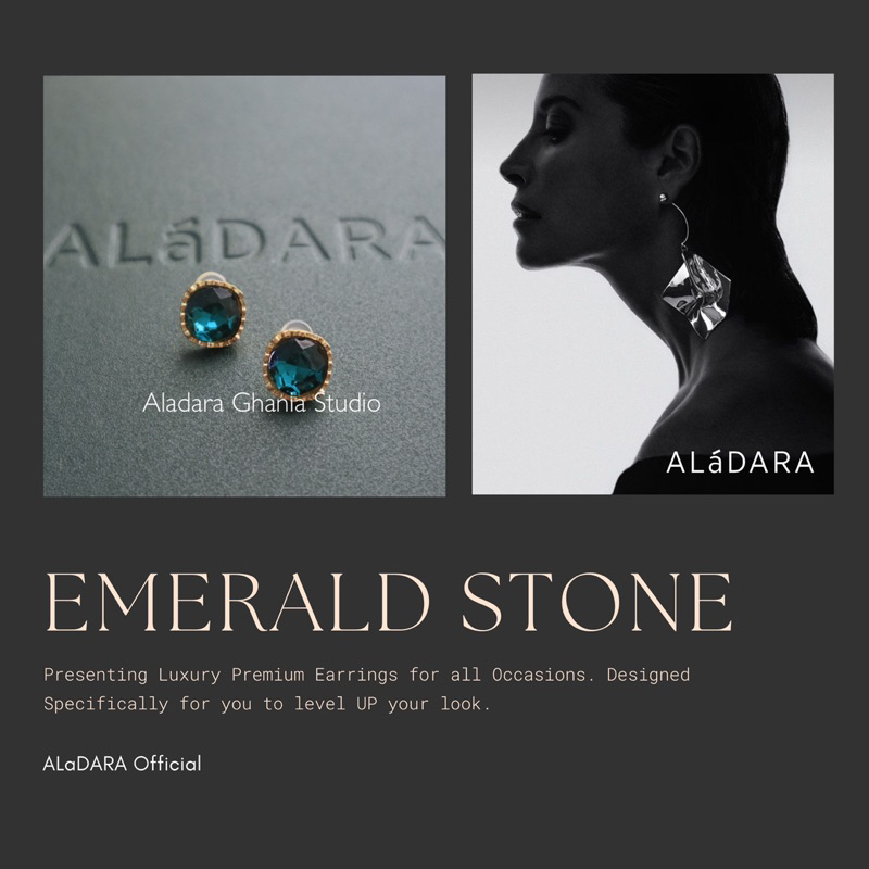 Anting Wanita Pesta Kebaya Luxury Premium Emerald Stone | Aladara | Emerald Stone Earrings