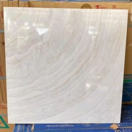 Keramik Ukuran 60x60 Lantai Ubin Glossy Motif Pola Mulia Accura Bonza Beige