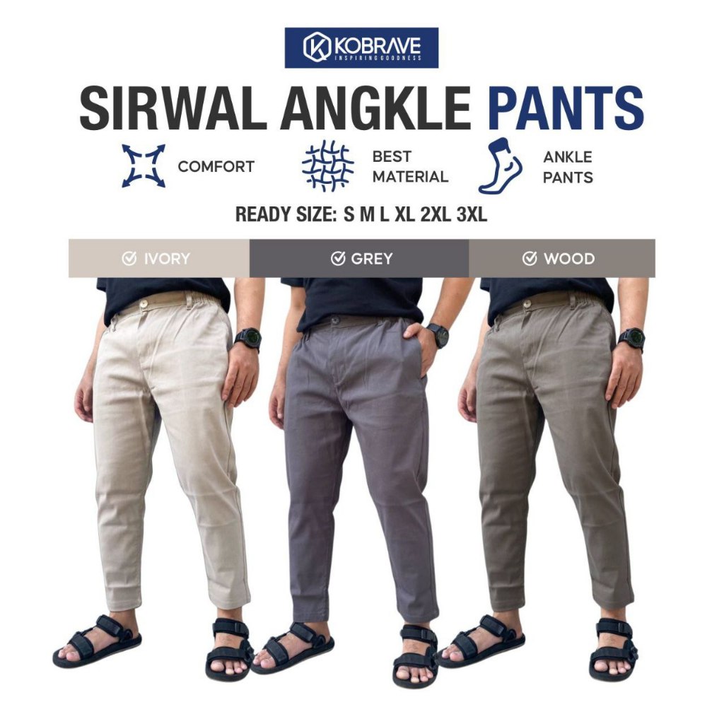 KOBRAVE - Celana Sirwal Ankle Pants Bahan Katun