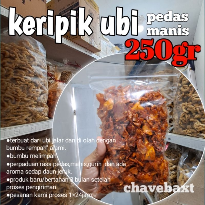 

keripik ubi pedas manis gurih rasa bumbu rempah rempah alami/stik ubi pedas manis gurih aroma daun jeruk