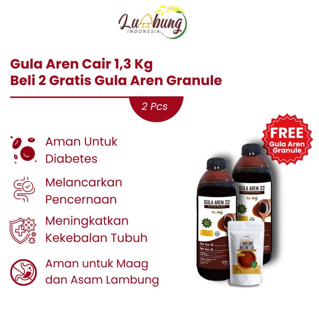 

PROMO! 2 PCS Gula Aren Cair 1.3 kg Gratis Gula Aren bubuk| Gula Aren | Asli kualitas premium Palm Sugar Organik/Low Gi/Halal MUI dan Murni/Recommended by Chef