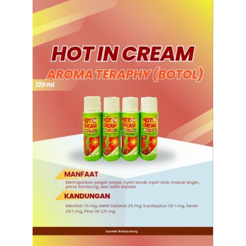 HOT IN CREAM AROMA TERAPHY BOTOL & TUBE @120ml