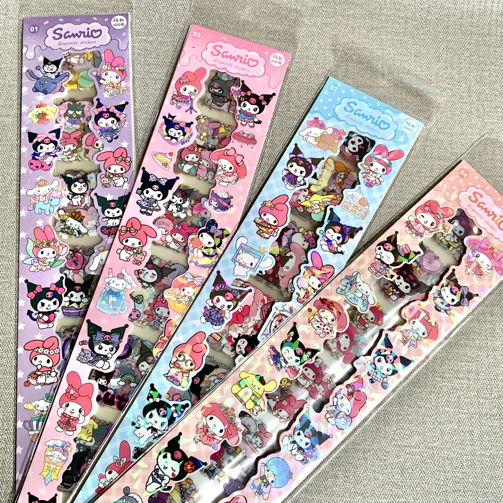 

100s Stiker Panjang Karakter Sanrio Cute | Sticker Kartun Transparan 2D Deco Diary Jurnal Sticker Sanrio