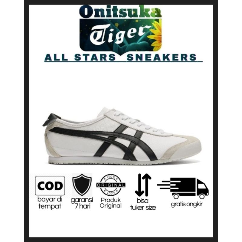 Sepatu Sneakers / Sepatu Pria / Sepatu Wanita / Sepatu Onitsuka Tiger Mexico 66 Indo Tali White Blac