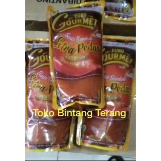 

SAUS SAMBAL EXTRA PEDAS EURO GOURMET 1 KG / DUS KARTON 12 PCS X 1000GR / SAOS GORMET EXTRA HOT 1 KG