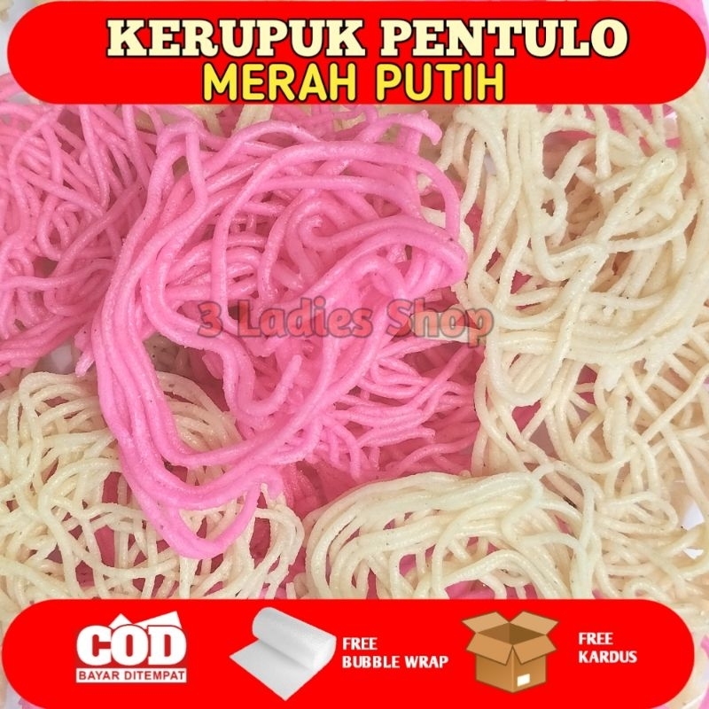 

Kerupuk Petulo / Kerupuk Pentulo Merah Putih Khas Jawa Timur Kemasan 250 Gr Free BubbleWrap & Kardus