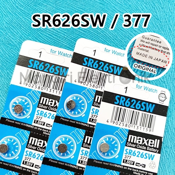 Baterai SR626SW 377 Maxell Made In Japan SR626SW 377 626 SR 626 SW Original Baterai Jam Tangan