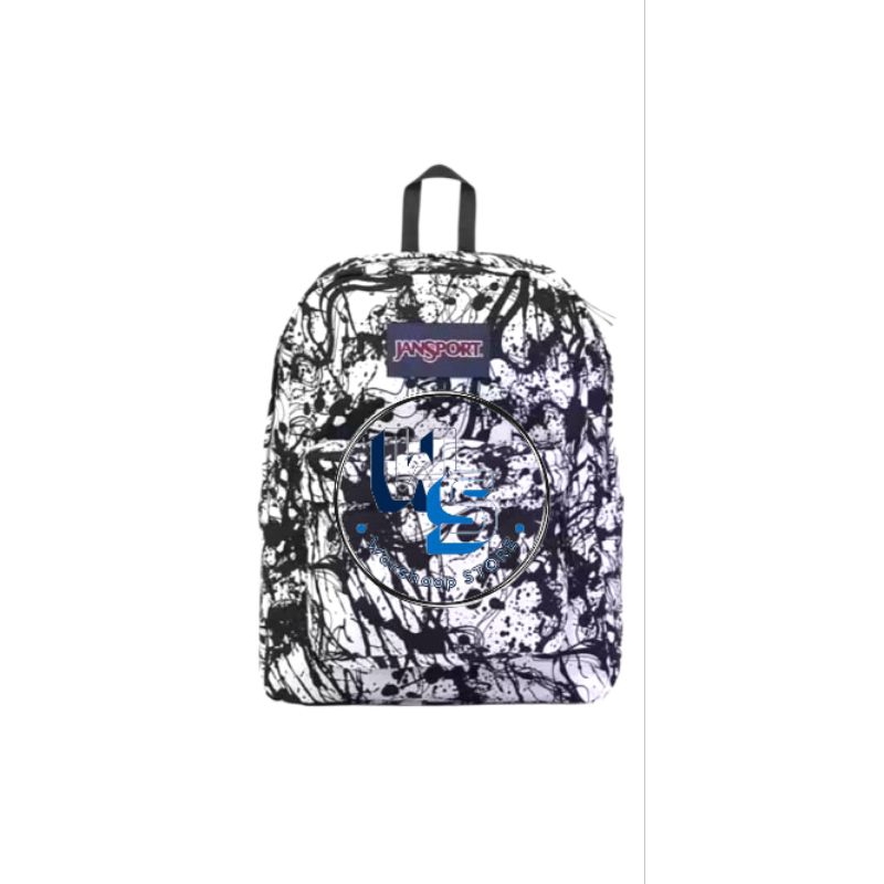 Tas Ransel Jansport Premium Motif Tinta Hitam Putih Full Jansport Pria/Wanita Bisa COD - Ringan & Ta