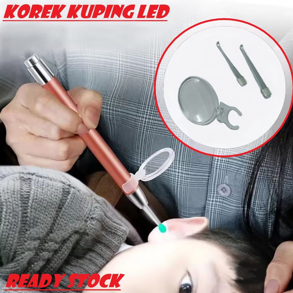 Alat Pembersih Telinga Korek Kuping Lampu LED Kaca Pembesar