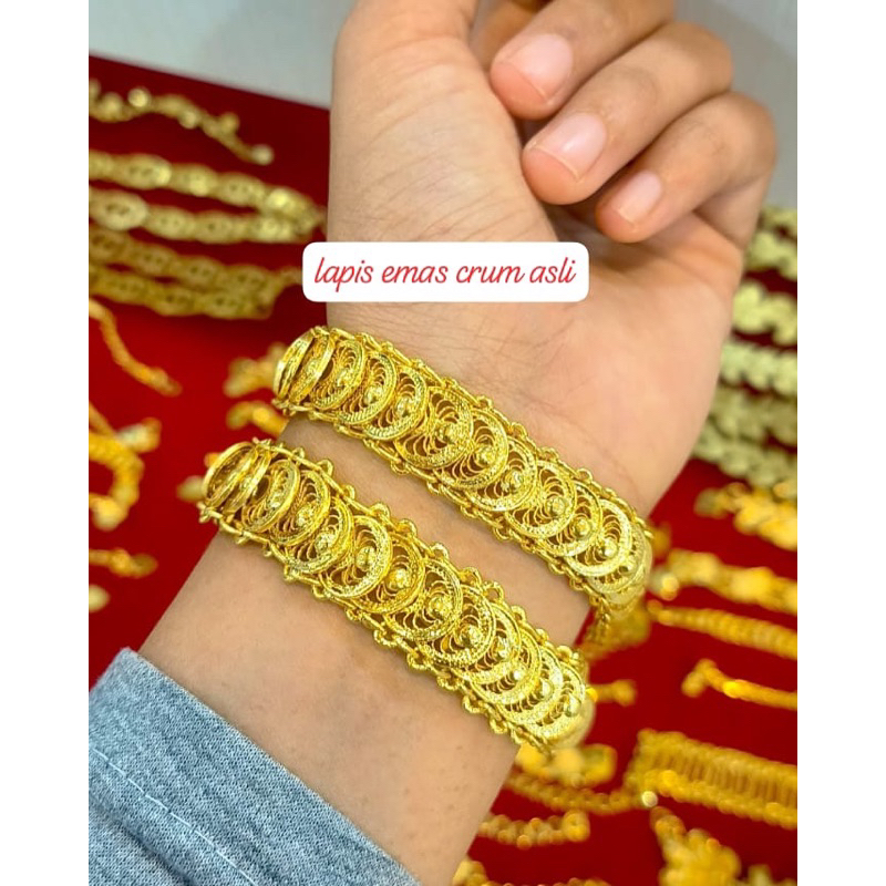 gelang sisik naga lapisan emas crum asli