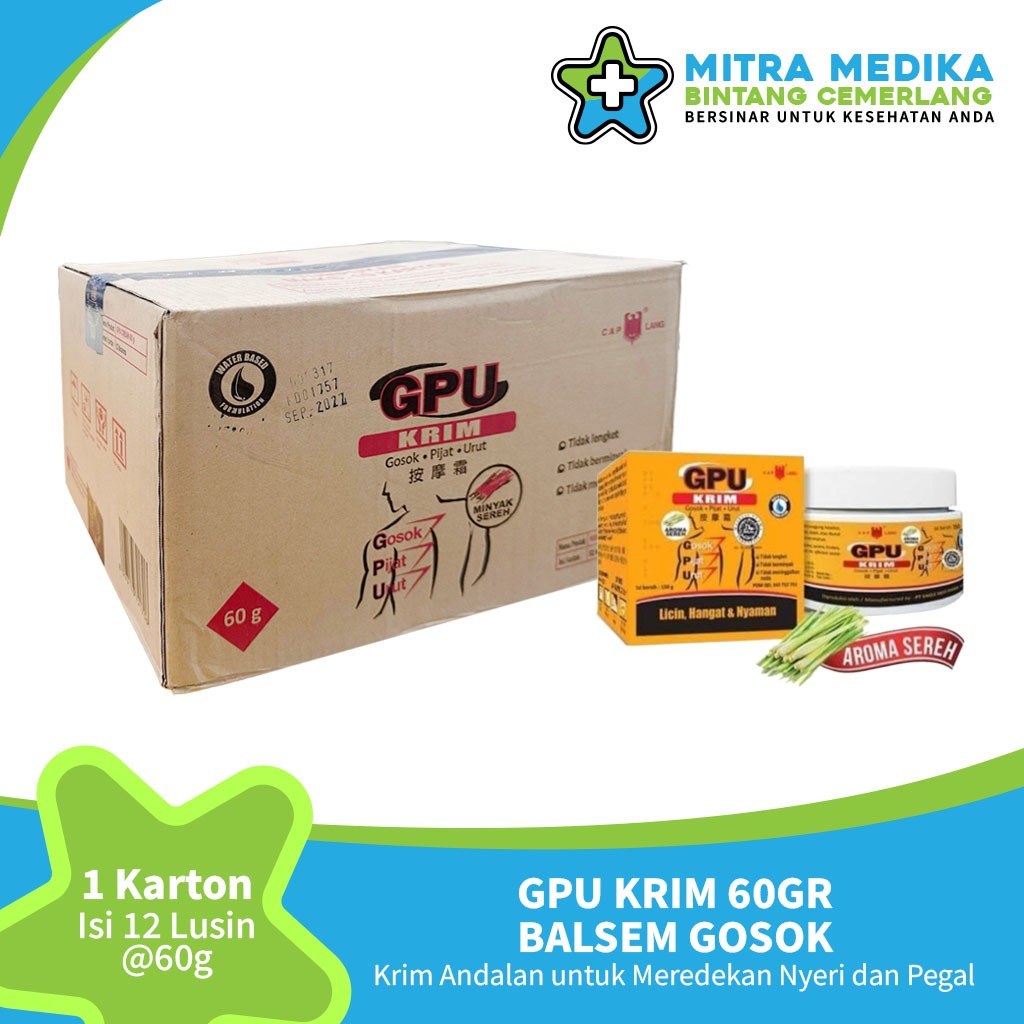 GPU KRIM BALSEM GOSOK UNTUK GOSOK PIJAT URUT (1 KARTON)