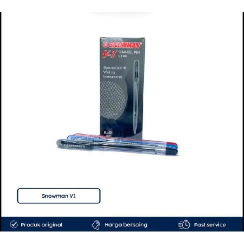 

(1 PAK) Pulpen Bolpen Pena SNOWMAN V-1 isi 12 biji