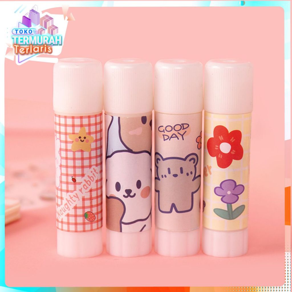 

TTT Lem Perekat Kertas Padat Glue Stick Lem Stik Batang Putar Sekolah Kantor Motif Korea Lucu