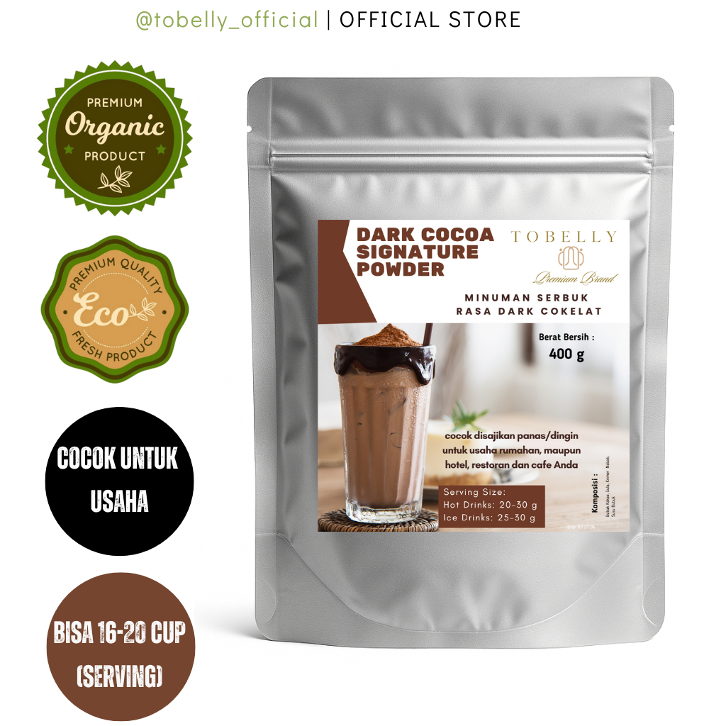 

[BEST SELLER] Tobelly Bubuk Dark Chocolate Cocoa Signature 400 gr – Bubuk Minuman Coklat Café-Grade
