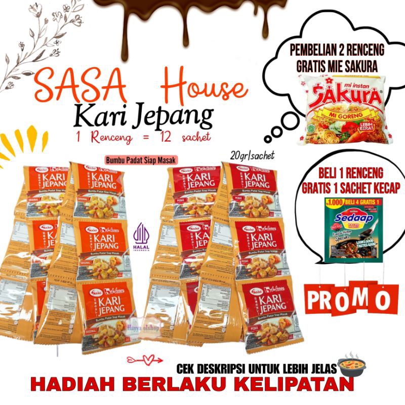 

(GRATIS MIE SAKURA) 1 RENCENG SASA KARI JEPANG Bumbu Padat Siap Pakai (12 Sachet @20gr) HALAL PROMO
