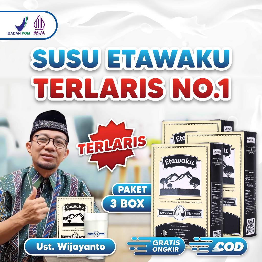 

3 BOX ETAWAKU PLATINUM SUSU ETAWA REDAKAN SESAK NAFAS DAN PERKUAT TULANG 200 gram