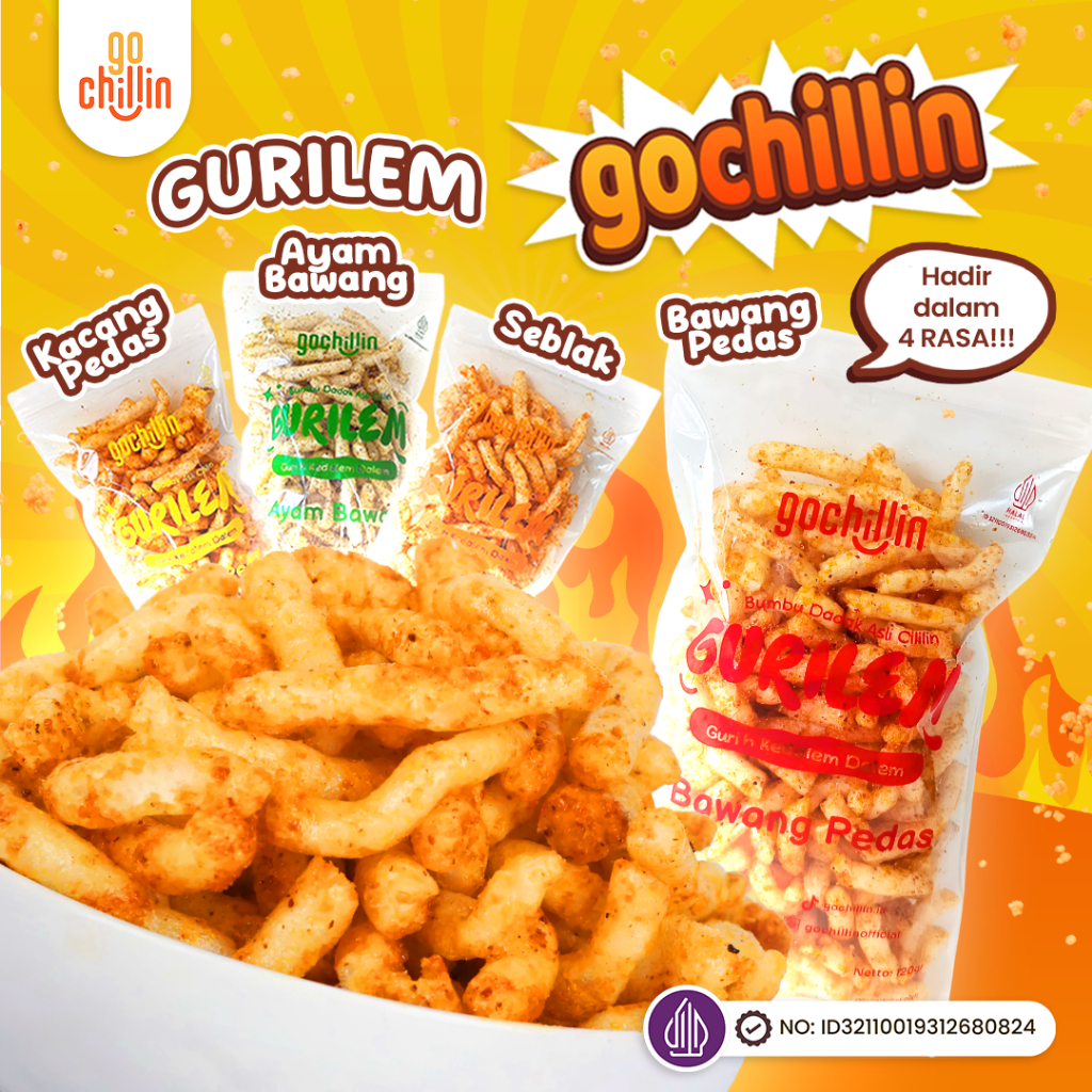 

Gochillin - Gurilem Ikan Kerupuk Asli Cililin Pedas Bawang Kacang Gurih Halal