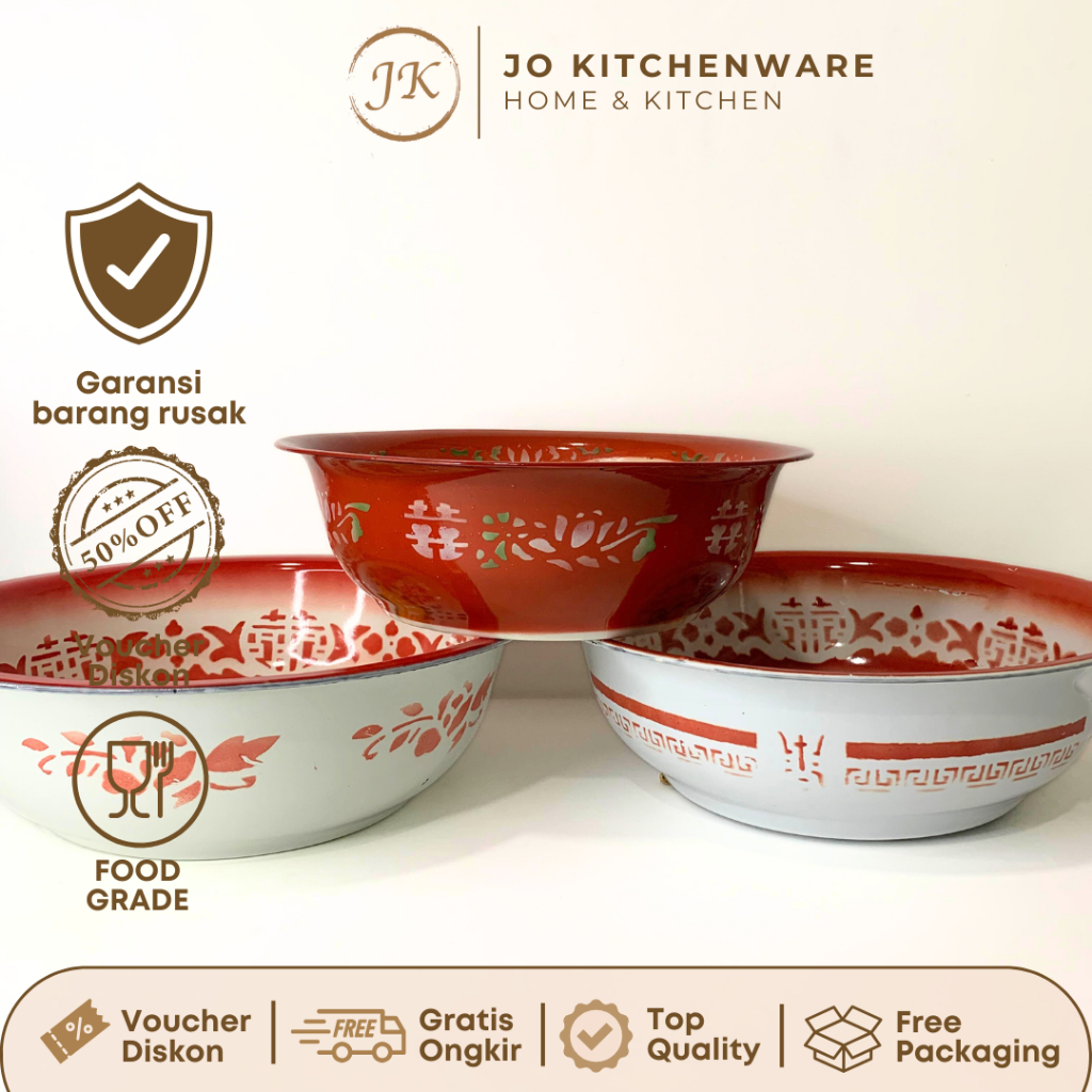 Waskom Enamel Deco Motif Kembang Xuangxie waskom seng serbaguna