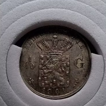 Koin Perak 1/10 Gulden 1901 (Masih ada Lustre)