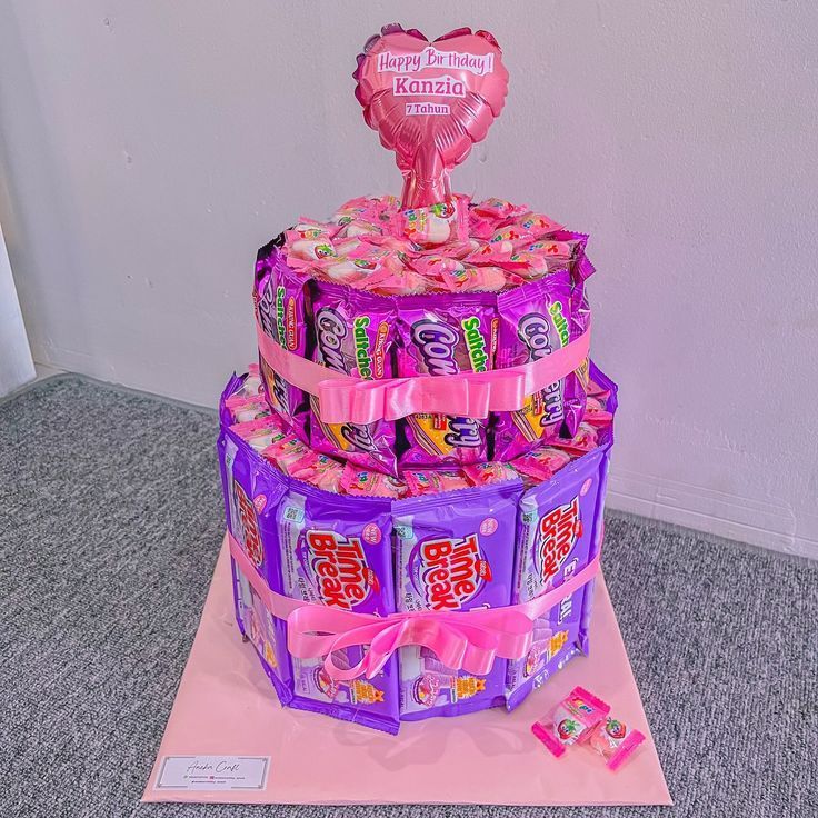Snack Tower - Snack Tart - Cake Snack Ultah - Snack Cake - Bucket Snack Birthday (Ungu 5)