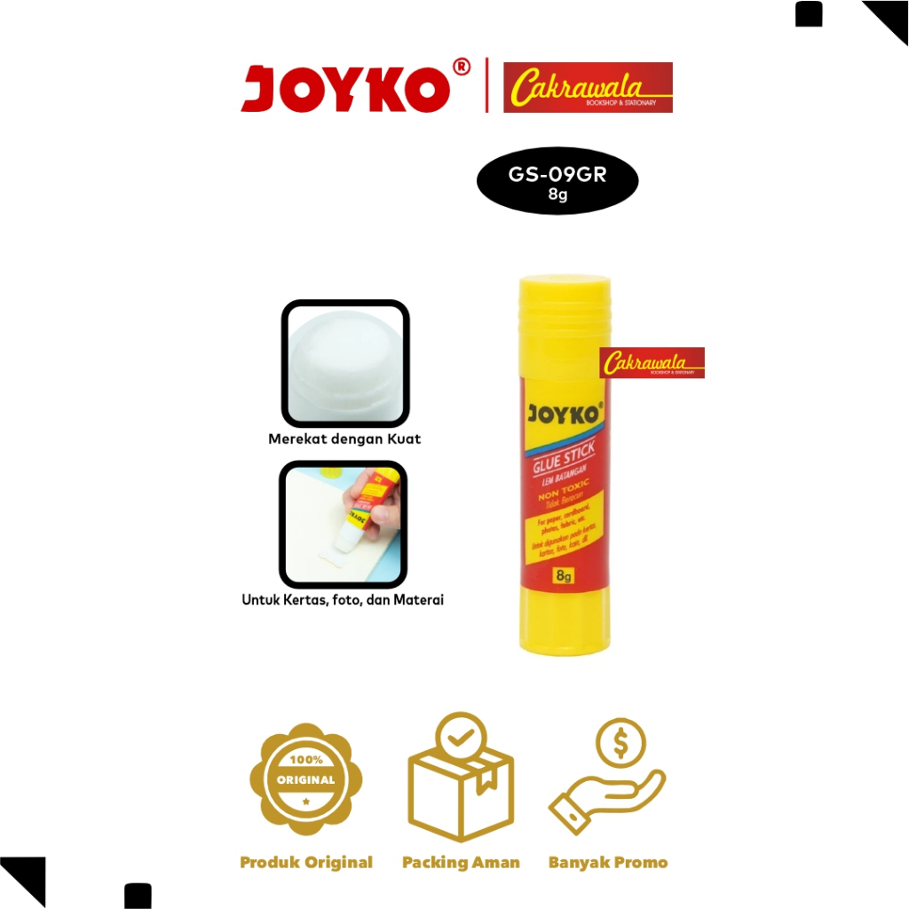 

Lem Stick Joyko GS-09GR 9gr | Glue Stick Joyko Lem Padat Kertas | Lem Joyko Original Cepat Kering
