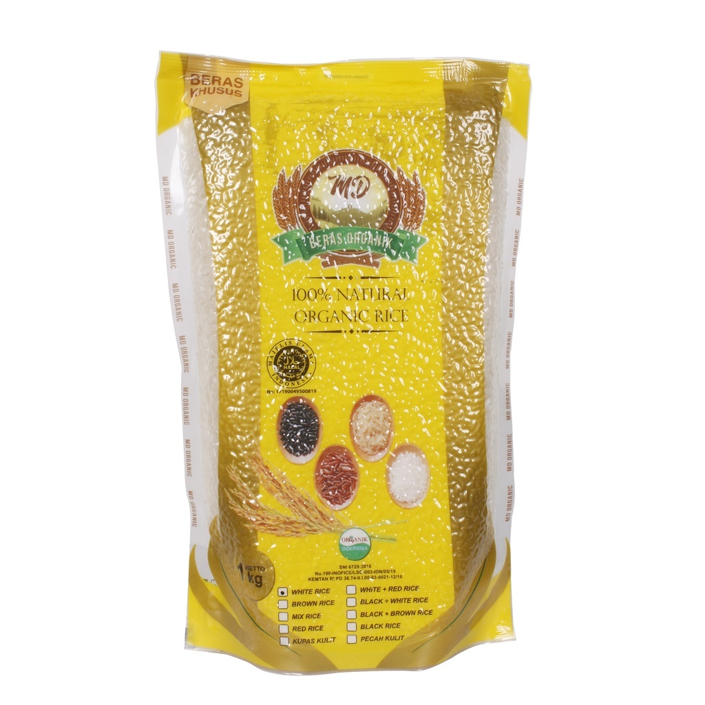 

MD ORGANIC WHITE RICE PANDAN WANGI PCH 1 KG 8997026500374