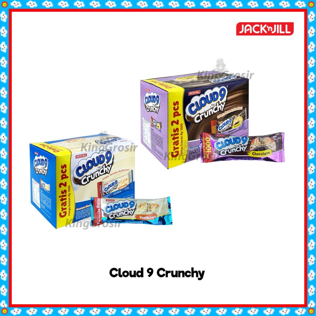 

Cloud 9 Crunchy Rice Crispy Chocolate 1 BOX Isi 24+2 Pcs / Cloud9 Crunchy