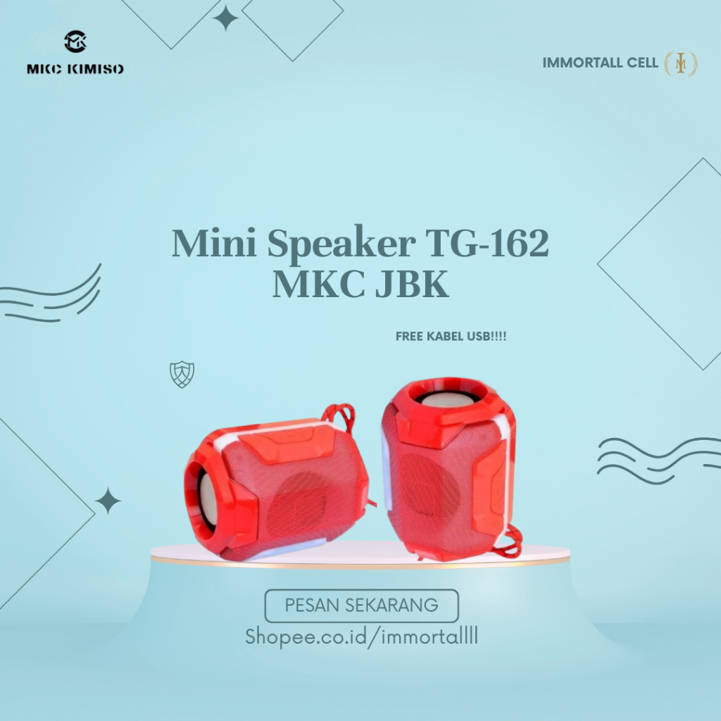 MINI Speaker Bluetooth JBK TG-162 Wireless Lampu LED Super Bass TG 162 Speaker Aktif, IMMORTALL CELL