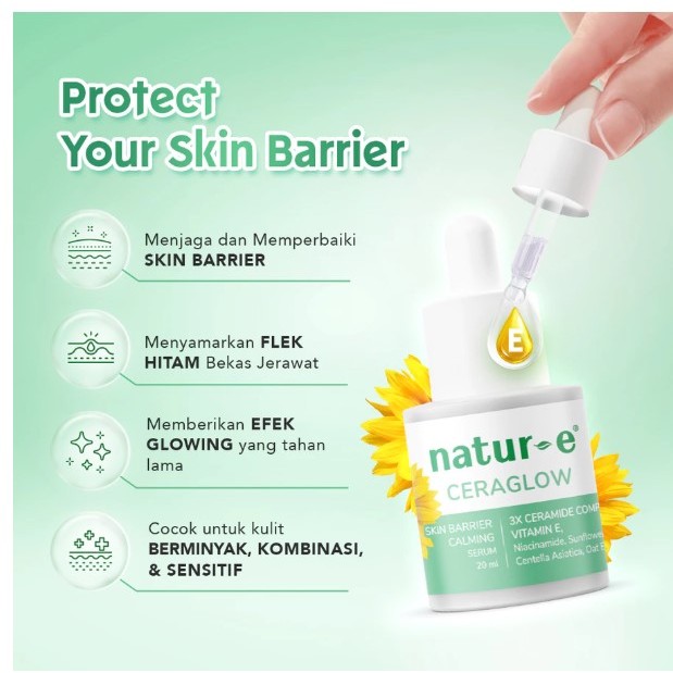 Natur-E Ceraglow Skin Barrier Calming Serum 100%ORI Ceramide Vitamin E Complex Face Facial Wajah