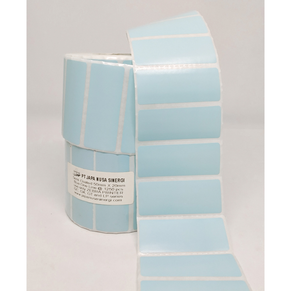 

Semicoated Single Line 1250 pcs per Roll Blue 50mm x 20mm