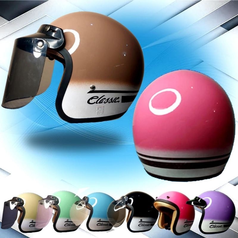 Helm bogo retro Classic gradasi NEW cewek cowok dewasa bagus murah
