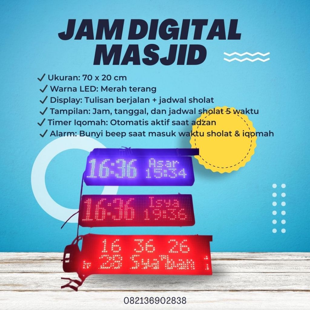 Jam Digital Masjid plus running text