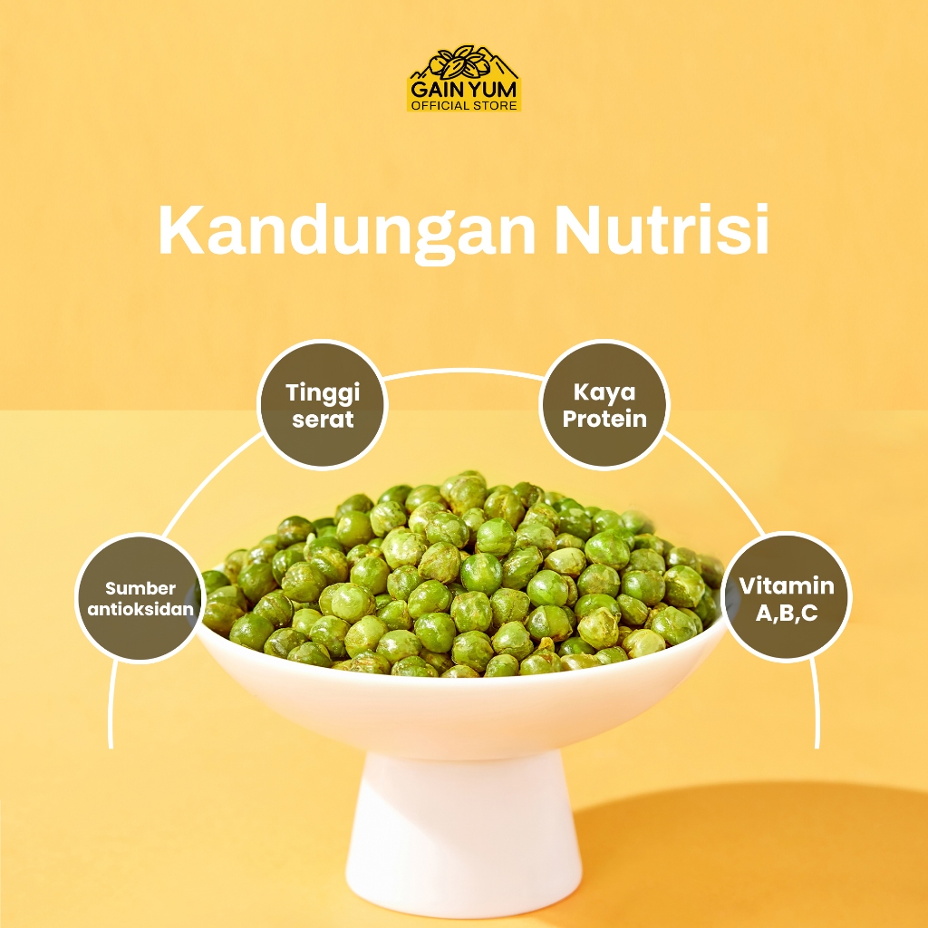 

QH Gain Yum - 5 pcs Kacang Polong Rasa Original Kam Yuens Green Peas Original Flavor 75G [Chinese