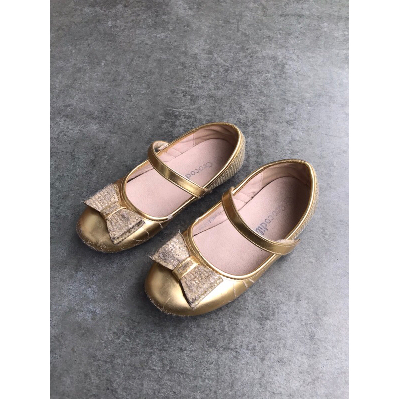 Crocodile Flat Shoes Gold For Kids Preloved