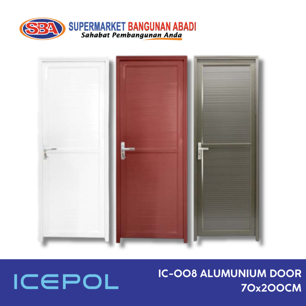 Pintu Kamar Aluminium / Pintu Kamar Mandi Aluminium / Pintu Aluminium 70x200cm Icepol IC-008