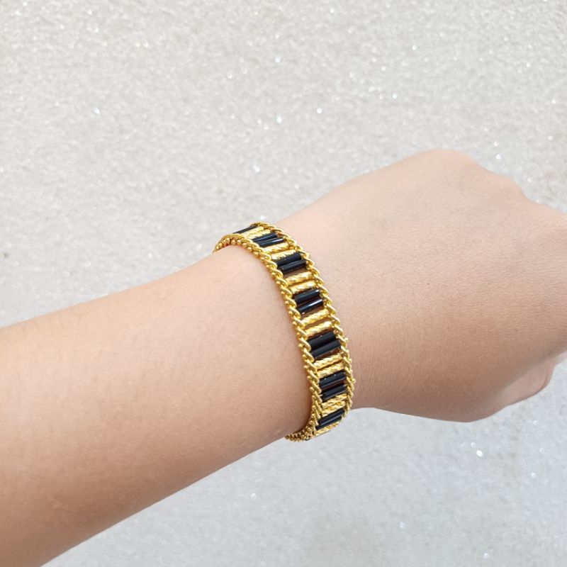 gelang rantai hitam tipis unik