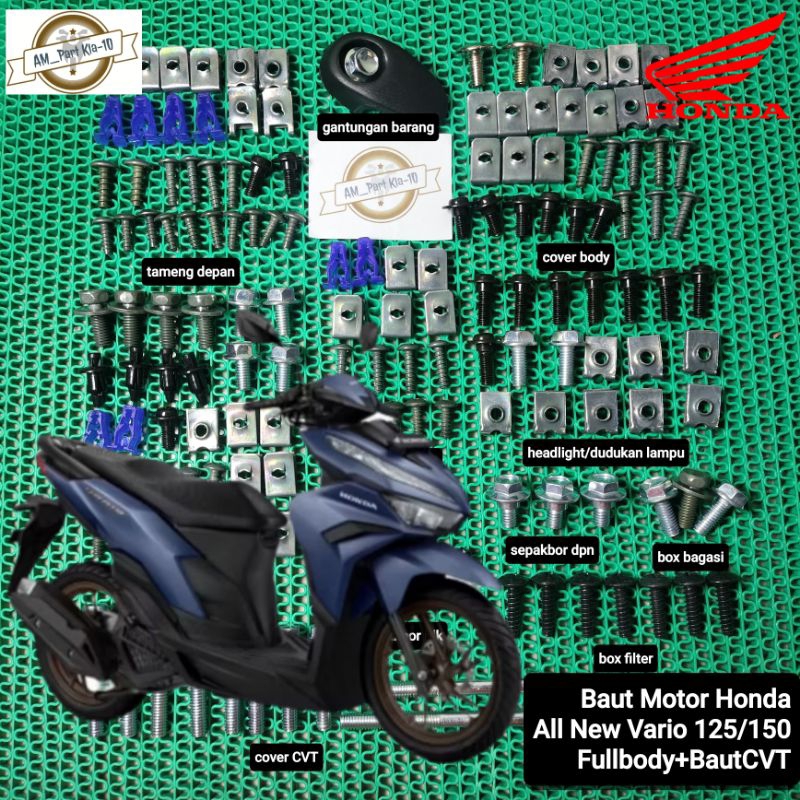 Baut All New Honda Vario 125/150 Kode Motor K60R 2018-2022/Baut body lengkap fullset All new honda V