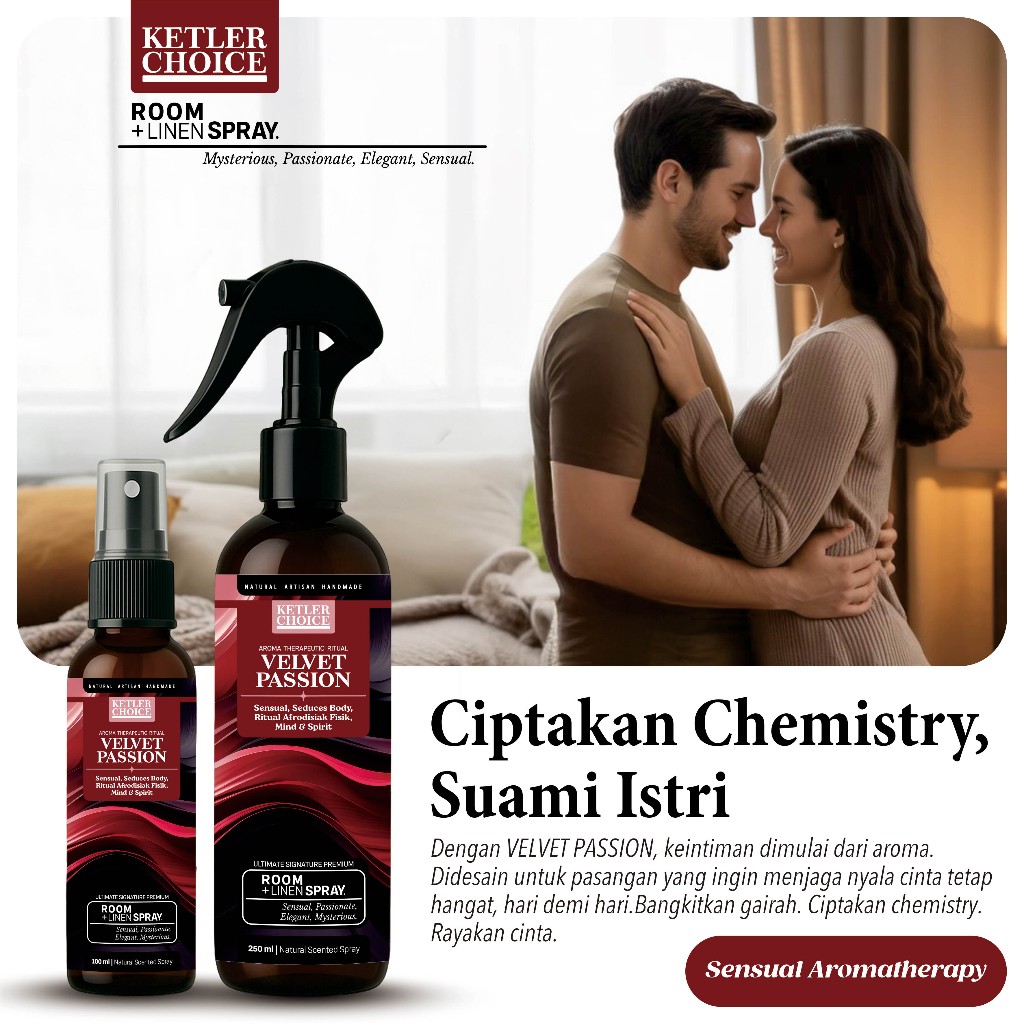 Pewangi Ruangan Gairah Suami Istri Pengharum Kasur Romantis Velvet Passion Spray Linen Afrodisiak