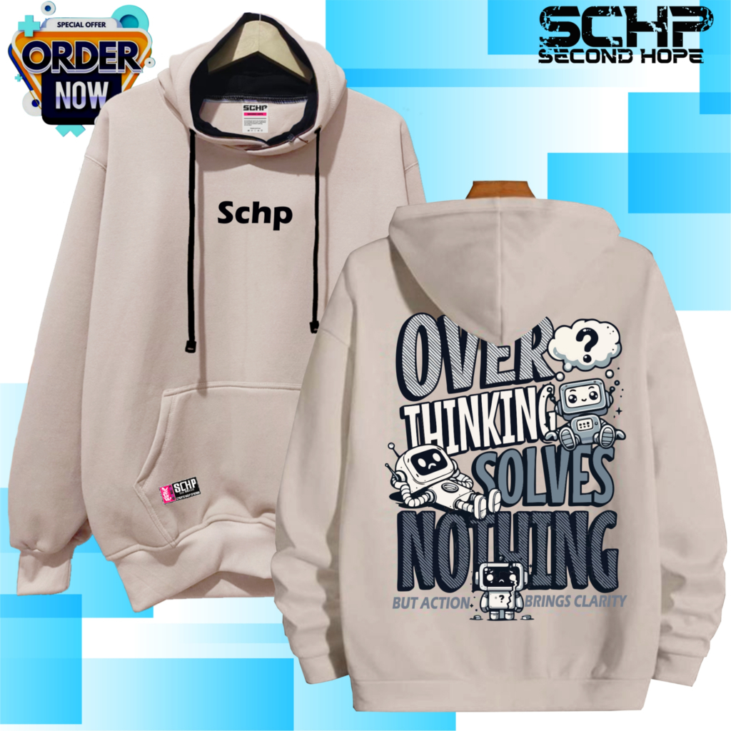Hoodie Pria Distro Warna Cream Ukuran Jumbo Hoodie Sweater SCHP warna Putih