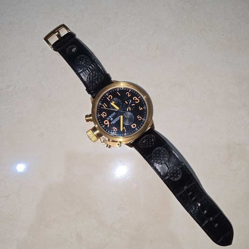 JUAL U-BOAT FLIGHTDECK CHRONOGRAPH BLACK DIAL 50 MM WATCH U-7750/50